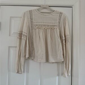 American Eagle Outfitters Cream Lace Blouse